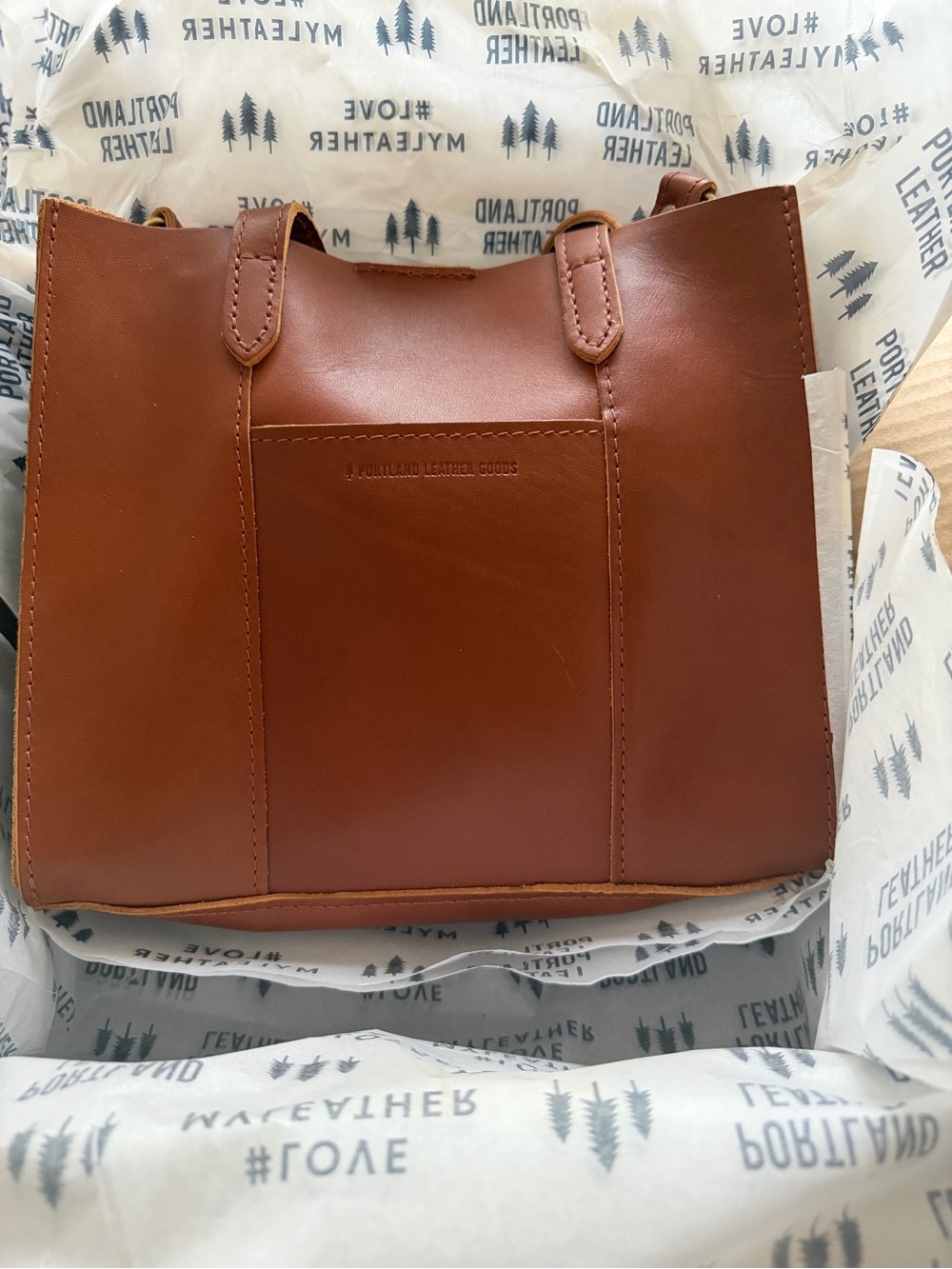 Portland Leather Honey Brown/Tan Lola Leather Tote/Crossbody Bag with Snap Closu